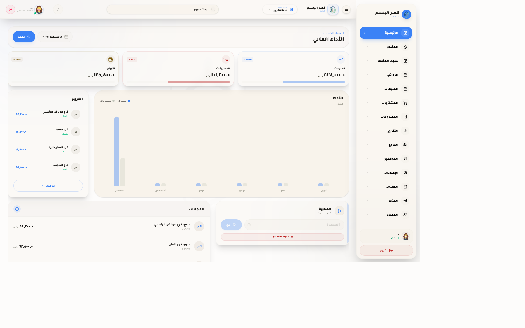 منظومة قصر البلسم — ERP حوكمة الفروع المالية والصناديق المحاسبية